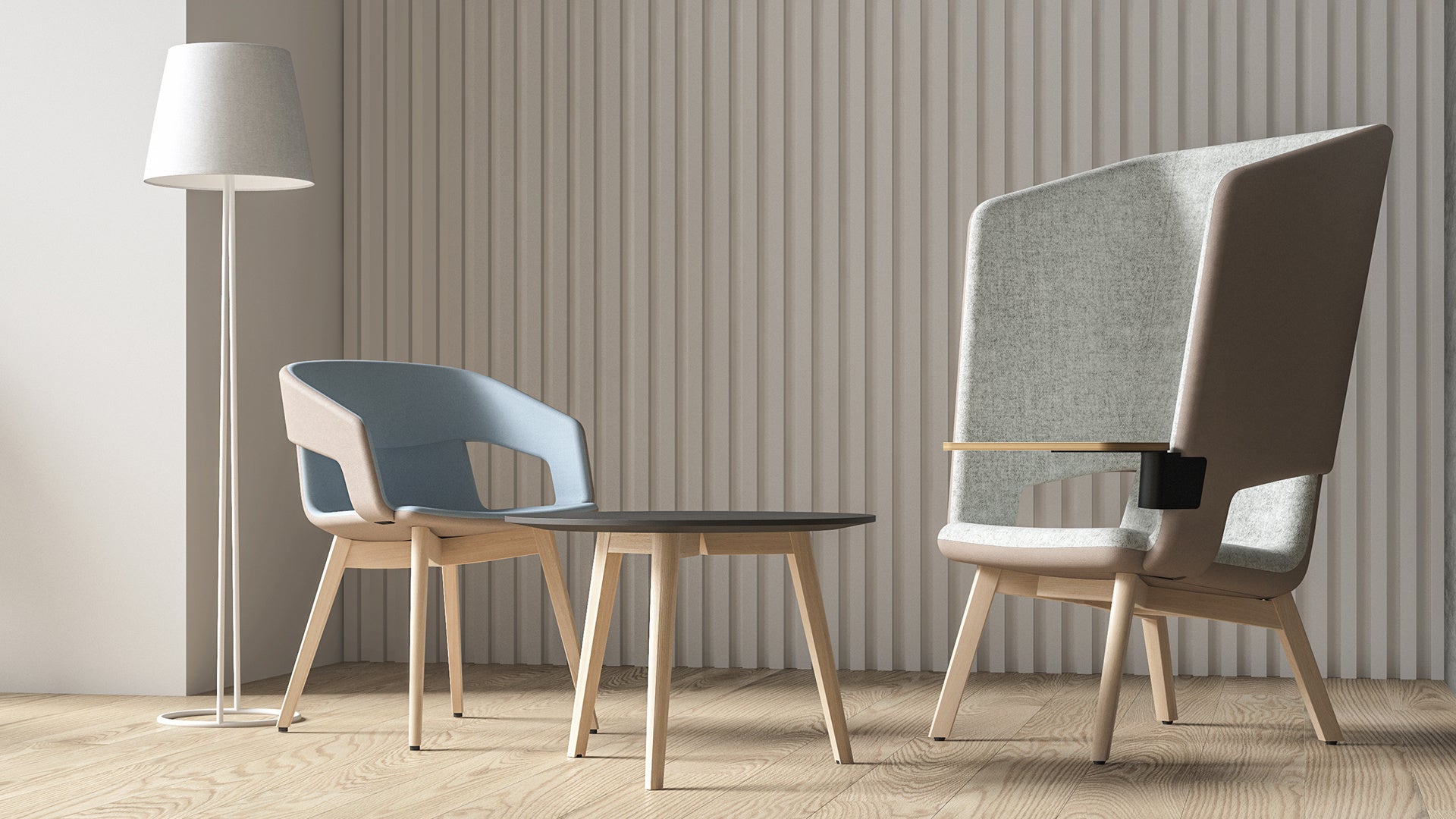 Twist&Sit lounge stoel hoge rug wood